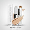 Kailinya Blanc Cover Cream Stick #202 Natural Color, showing the white and silver cosmetic stick, its white packaging box, and a beige makeup swatch on a white background.