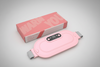 Pink electronic device with digital display on a white background