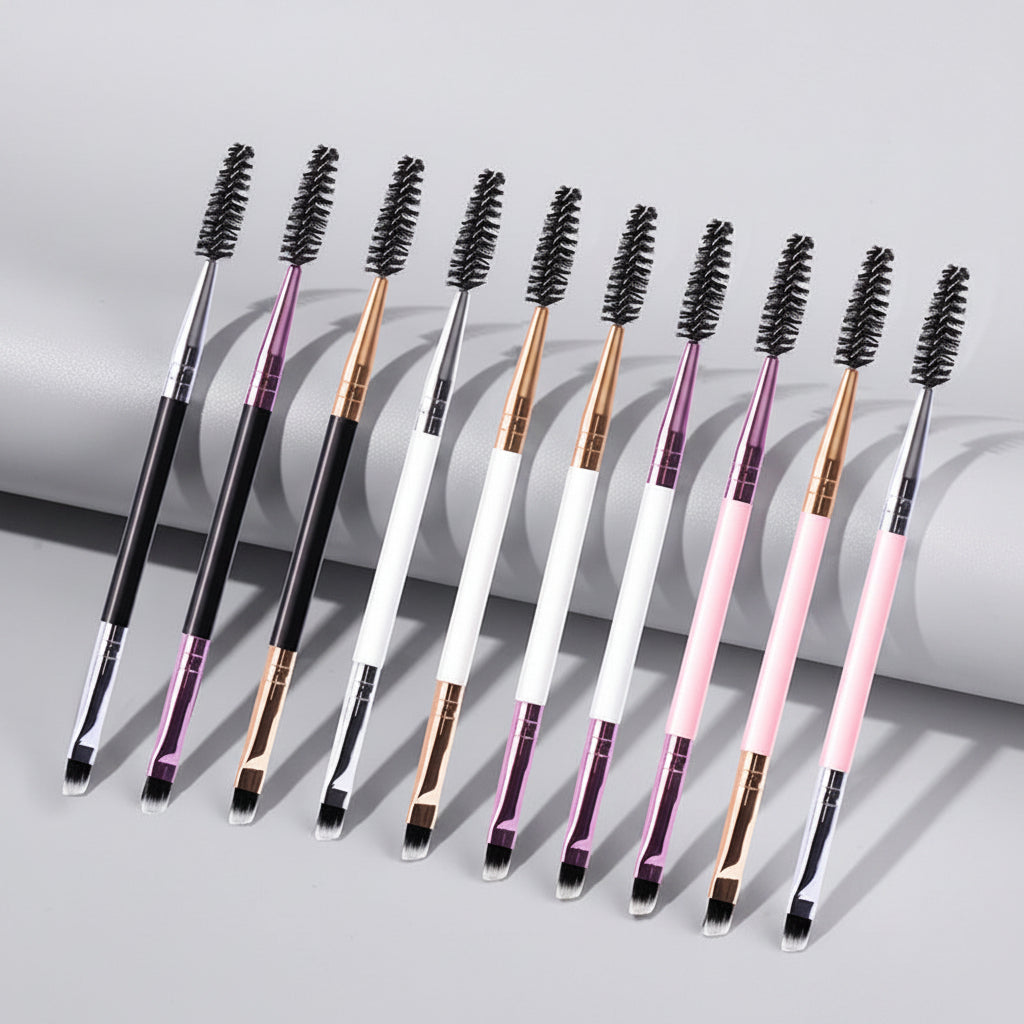 Double-Ended Eyebrow Brush and Eyelash Curler Beauty Tool